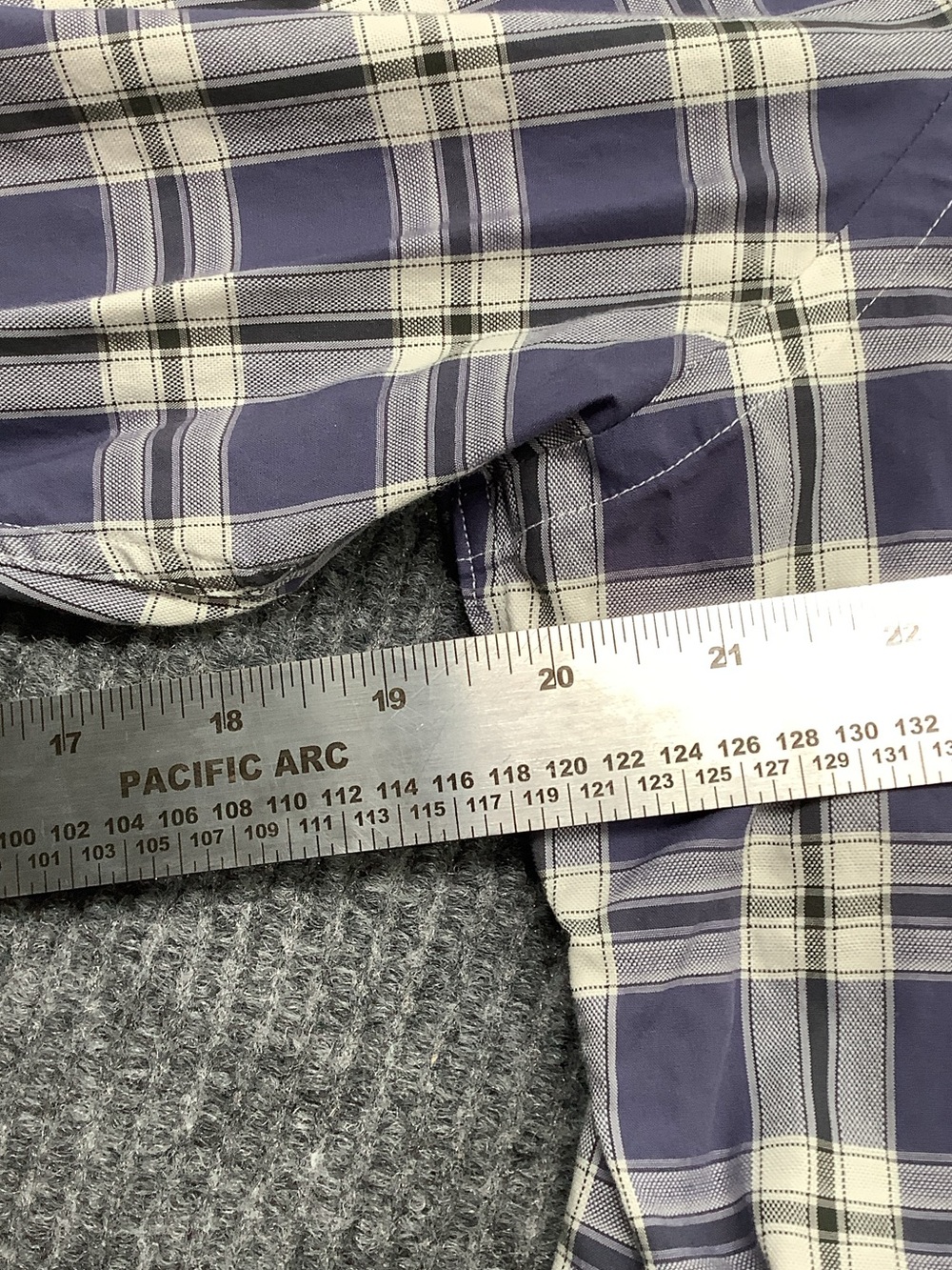 Men's Navy and White Plaid Casual Button-Down Shirt - Picture 3 of 5